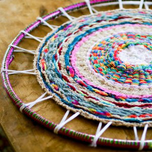 Finger Knitting Hula Hoop Rug