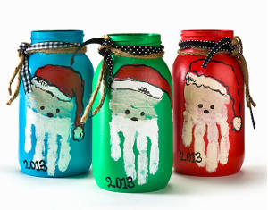 Santa Crafts Kids Can Make - Handprint Art Santa Jars