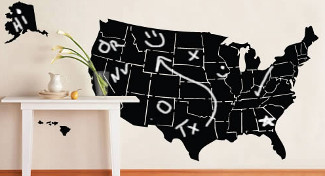 USA Map Chalkboard Wall Decals