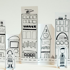 Printable Paper City with Dolls